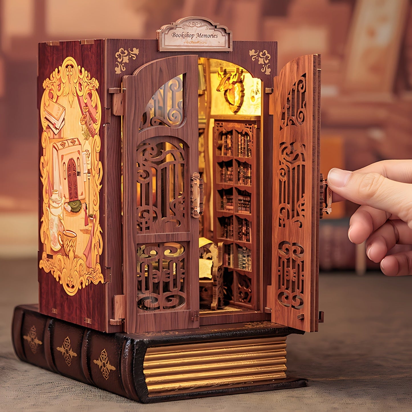 Boutique de livres miniature DIY Hiboux – Kit 3D en bois avec éclairage pour décoration créative