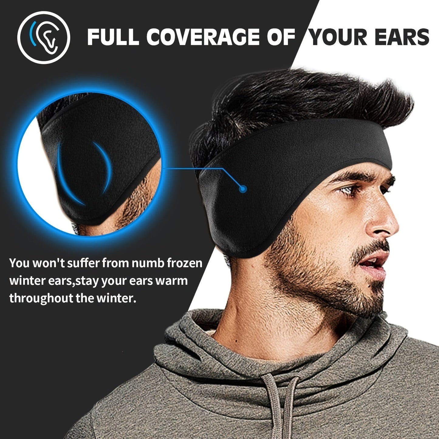Bandeau chauffe-oreilles en polaire - Parfait pour les activités extérieures en hiver
