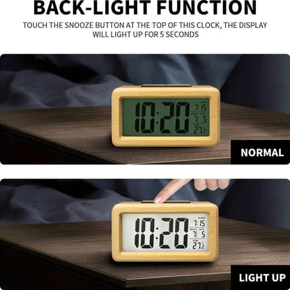 Réveil digital en bois – Écran LED avec température et date