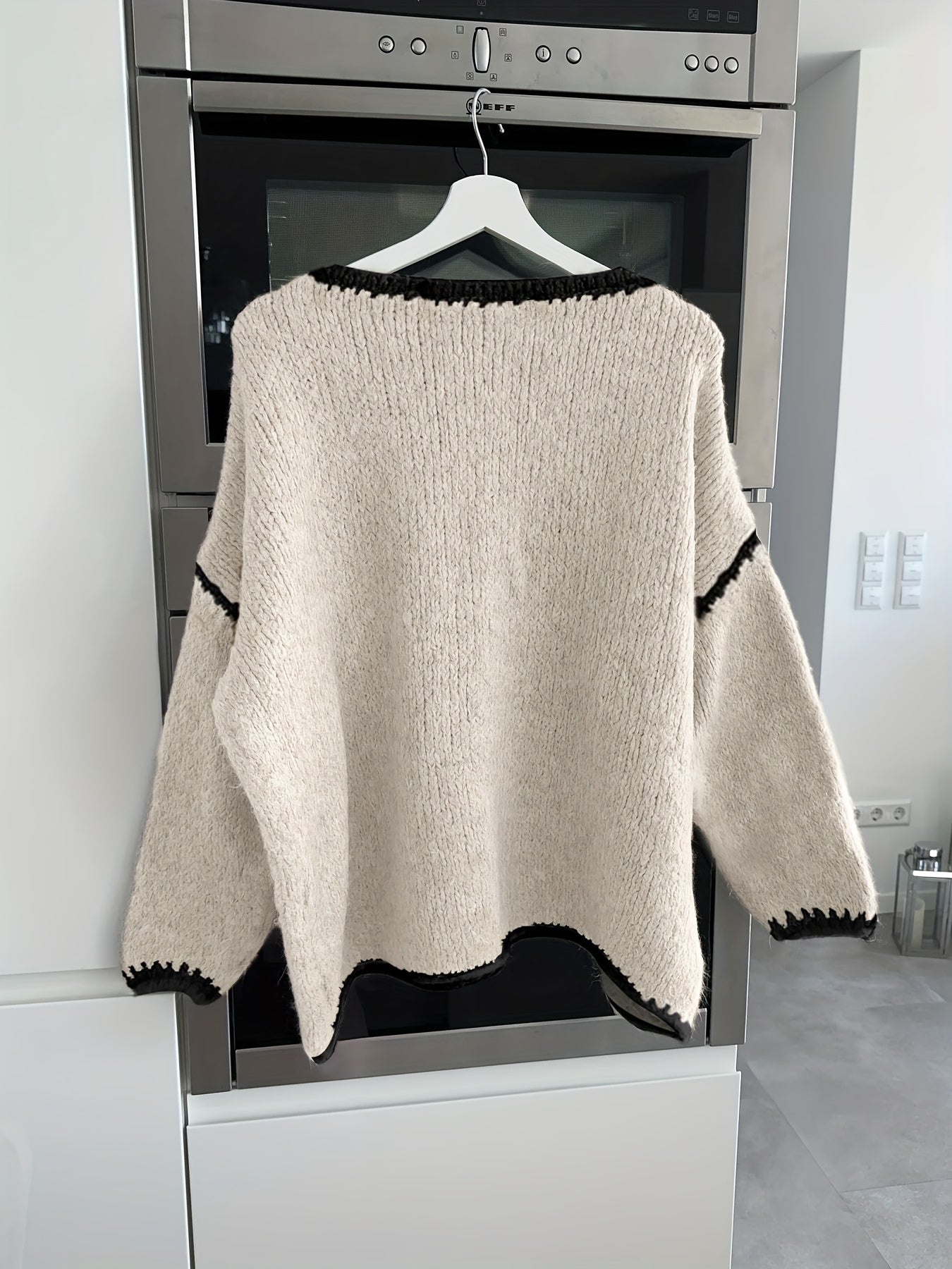 Pull à épaules dénudées à blocs de couleur - Décontracté et confortable pour l’automne et l’hiver