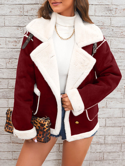 Manteau d’Hiver en Peluche à Revers – Stylé et Chaud pour les Mois Froids