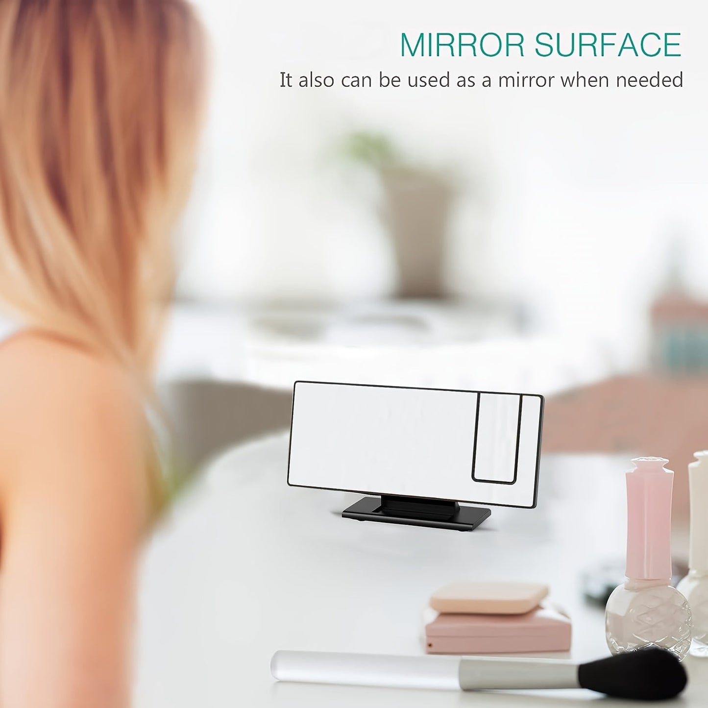 Réveil projecteur LED avec projection réglable à 180° – Affichage clair et fonction snooze pour chambre ou bureau