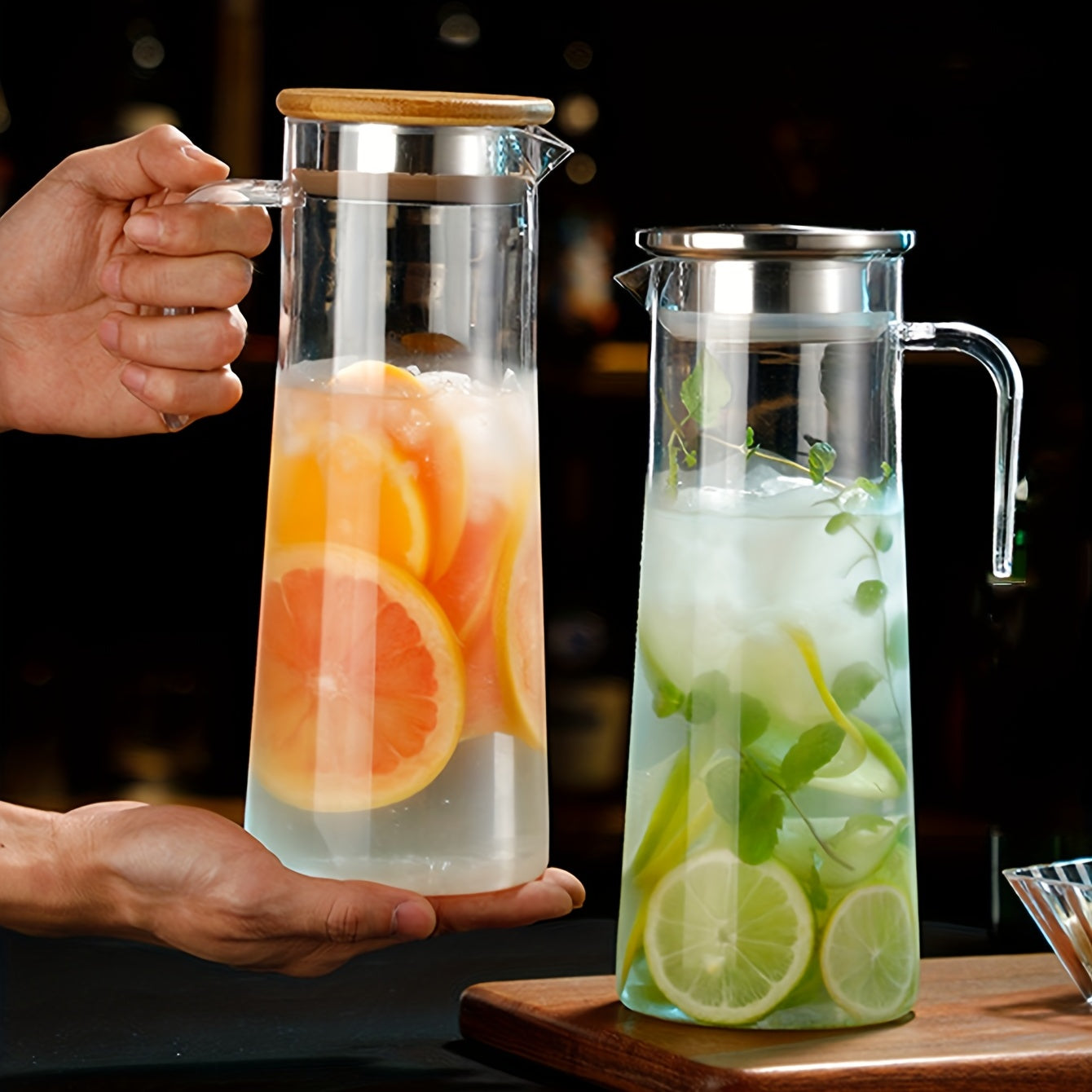 Carafe en Verre avec Couvercle – Idéale pour Jus, Bubble Tea et Boissons Rafraîchissantes d’Été