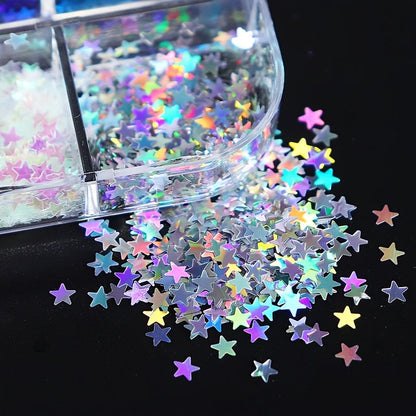 12 Couleurs de Sequins Étoiles – Sequins pailletés en boîte longue pour DIY et scrapbooking