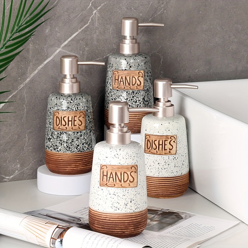 Distributeur de Savon en Céramique Vintage – 420 ml pour Cuisine ou Salle de Bain