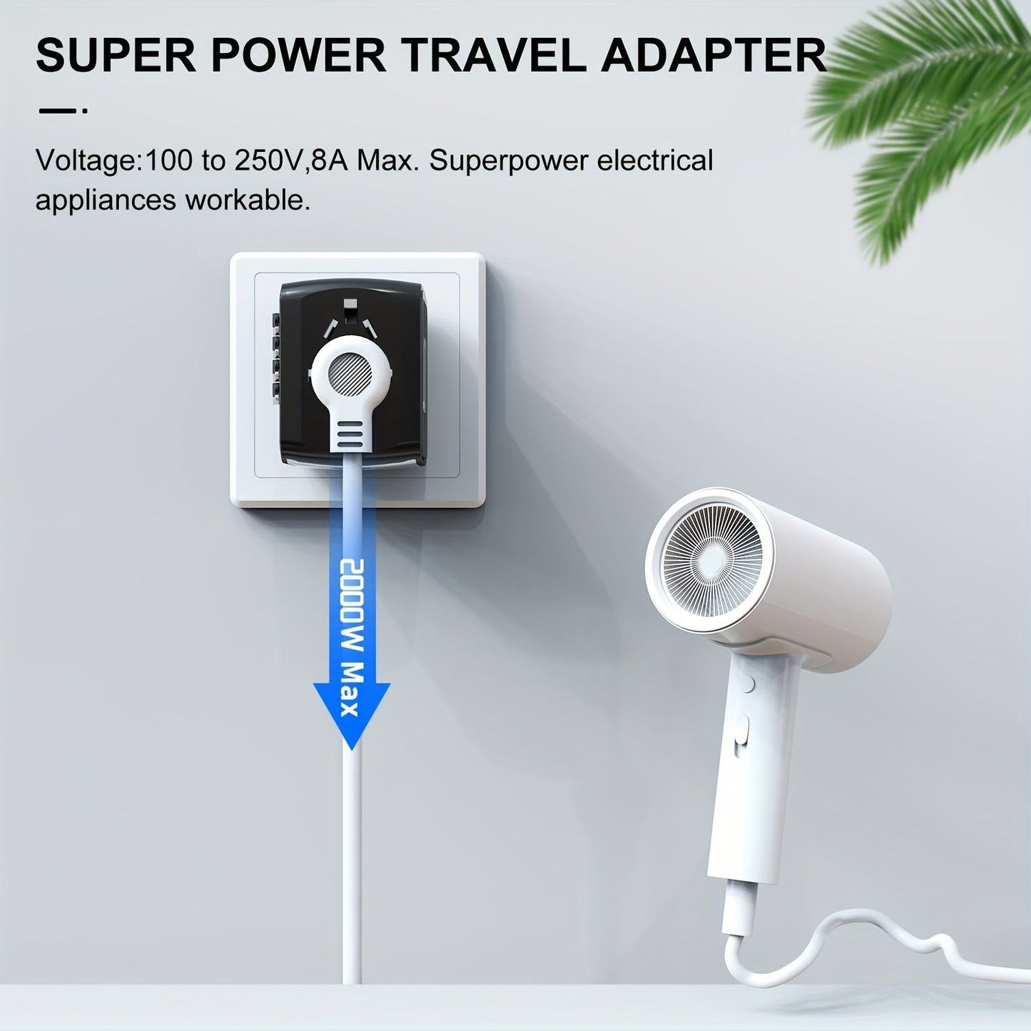 Adaptateur de voyage avec 4 ports USB et Type-C – Charge rapide et sécurité mondiale