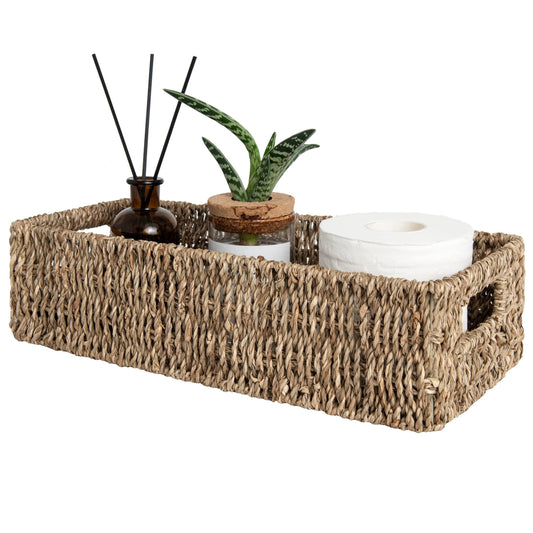 Panier de Rangement en Herbe de Mer Fait Main – Idéal pour Salle de Bain et Toilette