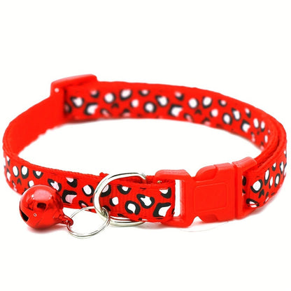 Set de 6 colliers pour chat imprimé léopard – Réglables et sécurisés avec clochette