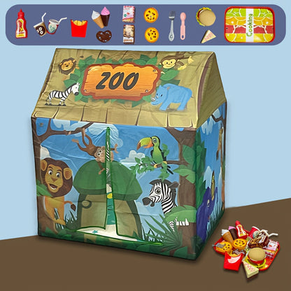 Tente de jeu jungle pour enfants – Avec décor de zoo et set de jouets