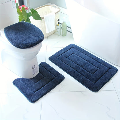 Set de Tapis de Salle de Bain en Microfibres Ultrafines 3 Pièces – Séchage Rapide et Absorbant
