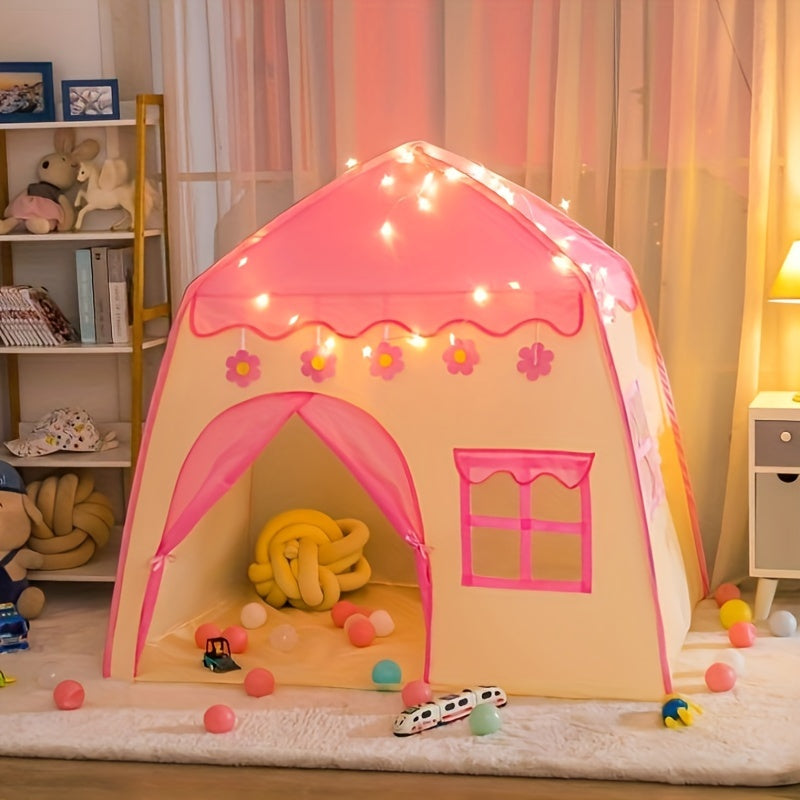 Tente princesse fleurs pour enfants – Avec éclairage étoilé et accessoires de jeu