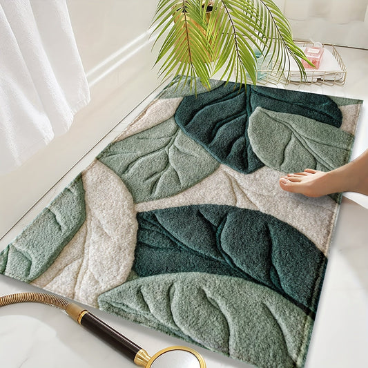 Tapis de Bain Feuilles – Absorbant, Doux et Confortable pour la Salle de Bain