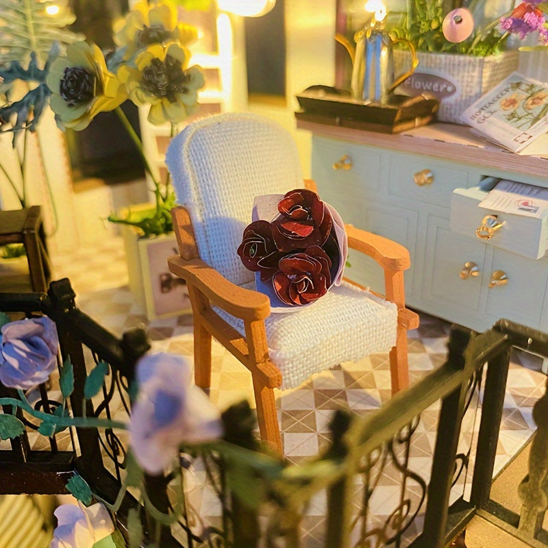 Maison-serre miniature DIY avec éclairage – Puzzle 3D fait main pour décoration créative