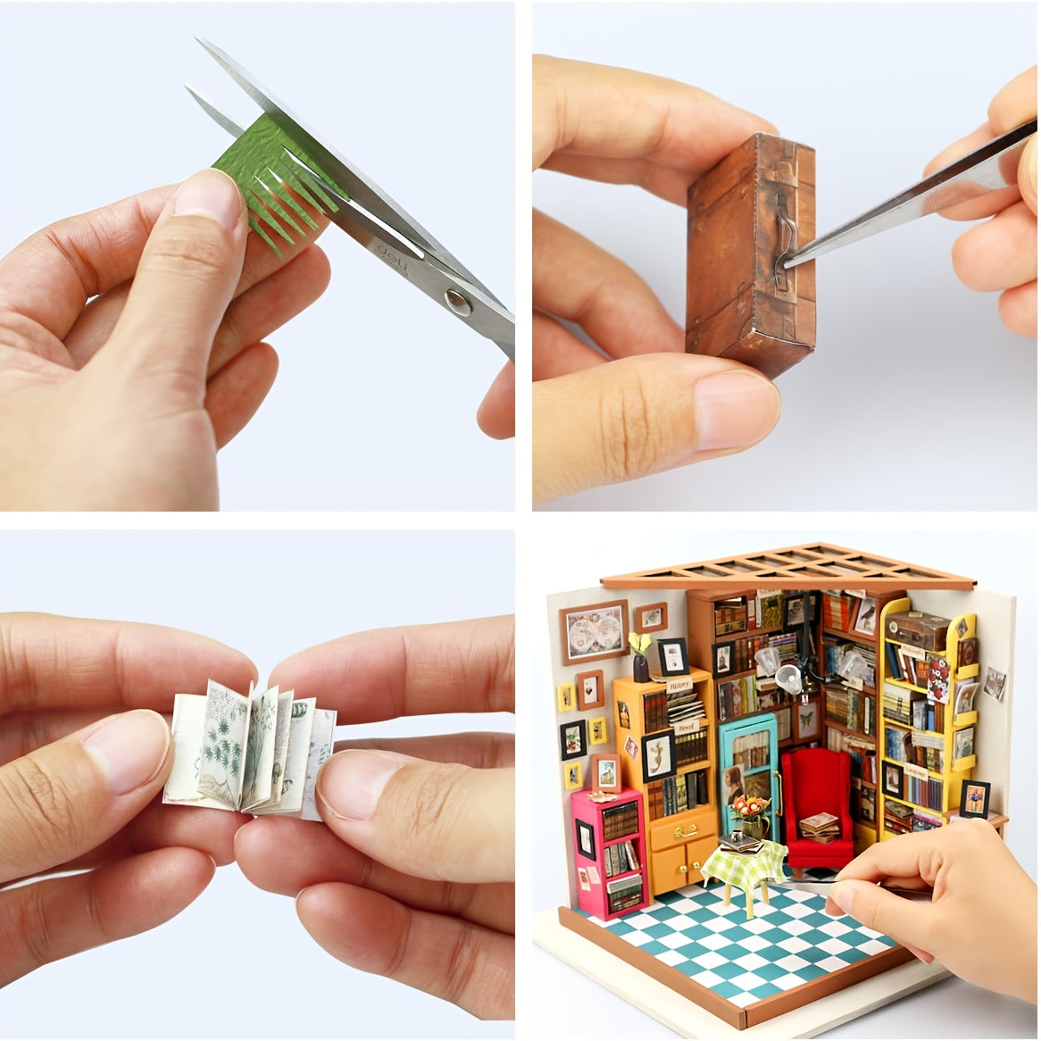 Kit maison miniature DIY – Le bureau de Sam avec étagères et meubles détaillés