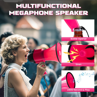 Mégaphone puissant avec sirène – Portée jusqu’à 731 mètres, volume réglable