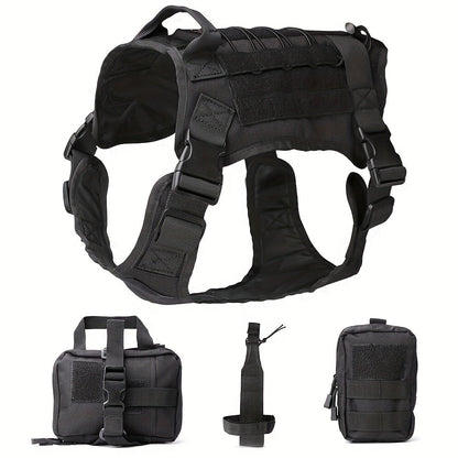 Harnais tactique pour chien avec poches – Nylon durable pour entraînement et aventures