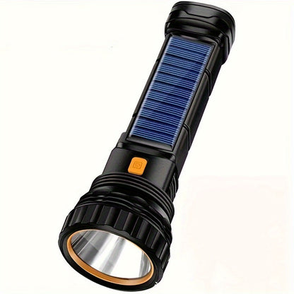Lampe de poche LED SolarBeam – Rechargeable avec panneau solaire et USB
