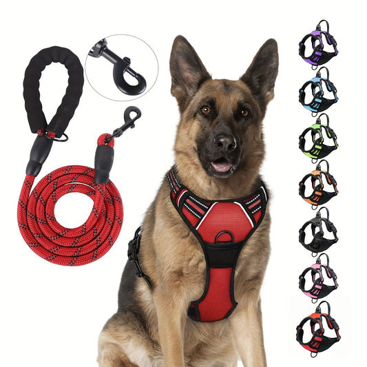 Harnais réfléchissant pour chien avec ensemble laisse – Réglable et sécuritaire pour promenades et entraînement