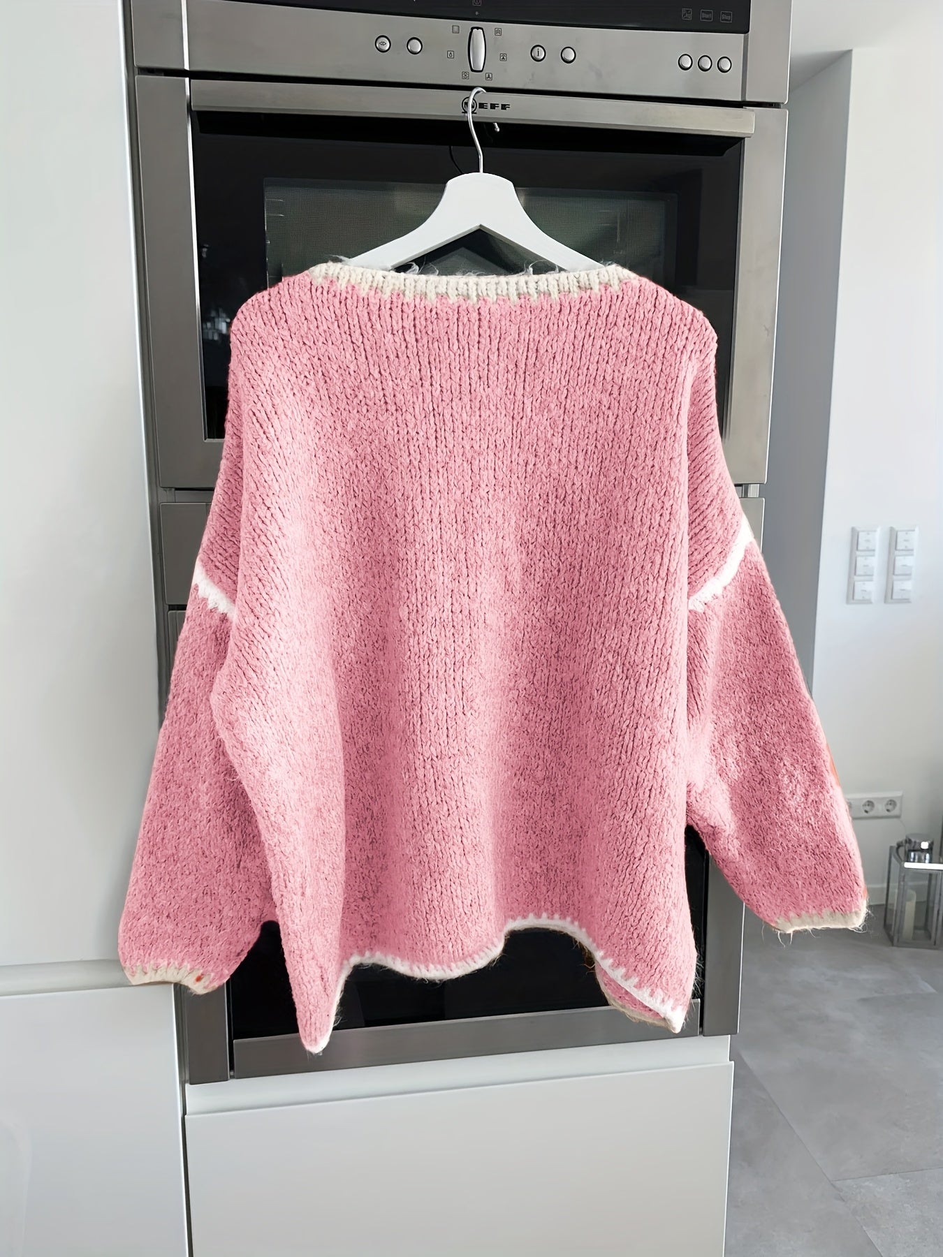 Pull à épaules dénudées à blocs de couleur - Décontracté et confortable pour l’automne et l’hiver