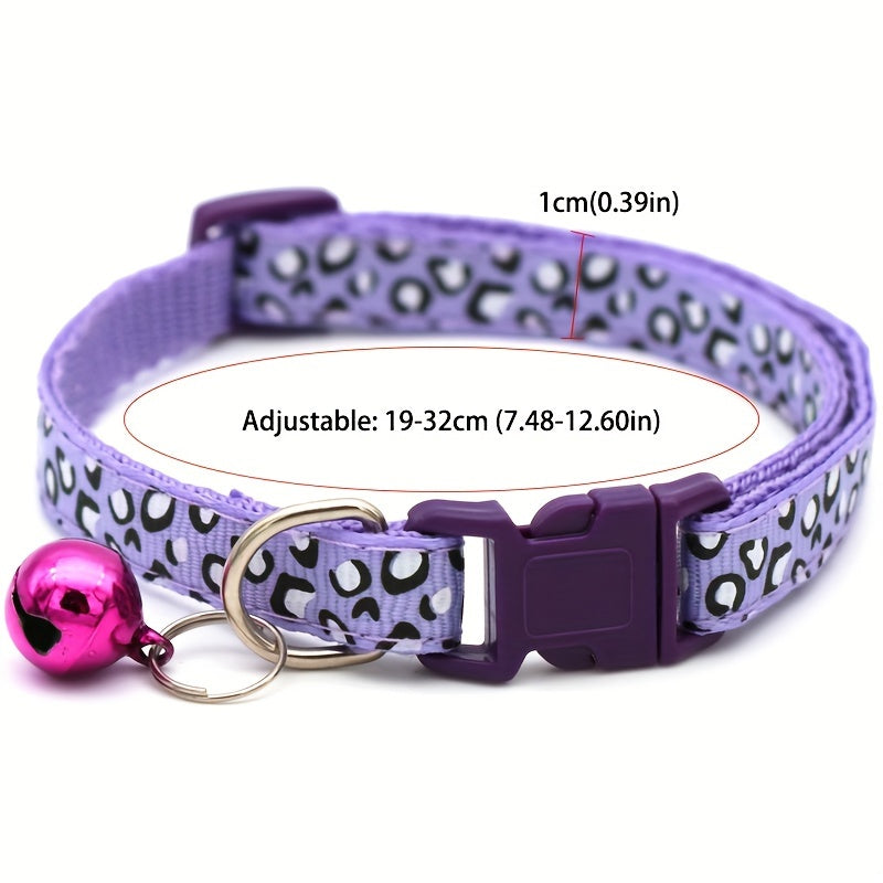 Set de 6 colliers pour chat imprimé léopard – Réglables et sécurisés avec clochette