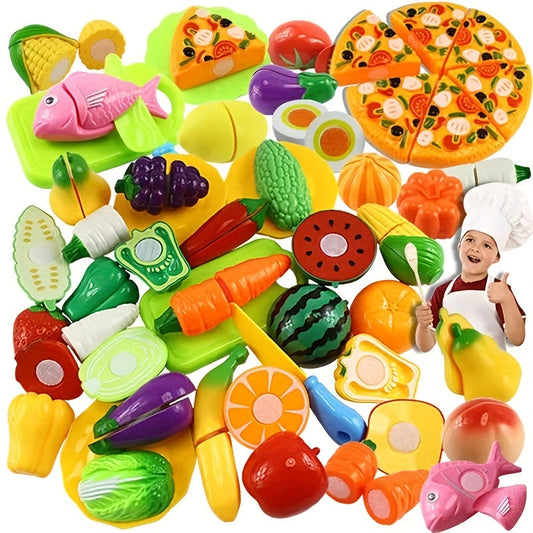 Set de Découpe Éducative avec Aliments, Fruits et Légumes – Parfait pour l’Apprentissage Précoce et le Jeu de Rôle