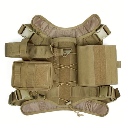 Harnais tactique pour chien avec poches – Nylon durable pour entraînement et aventures