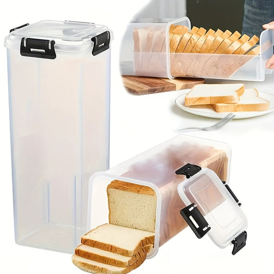 Boîte à pain transparente avec couvercle hermétique - Conservation de la fraîcheur et guide de découpe