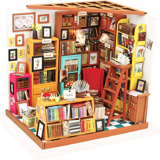 Kit maison miniature DIY – Le bureau de Sam avec étagères et meubles détaillés