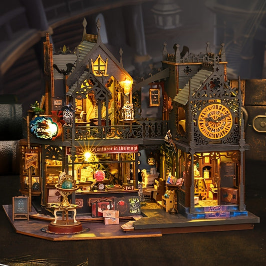 Maison de livres enchantée – Puzzle 3D en bois avec éclairage magique