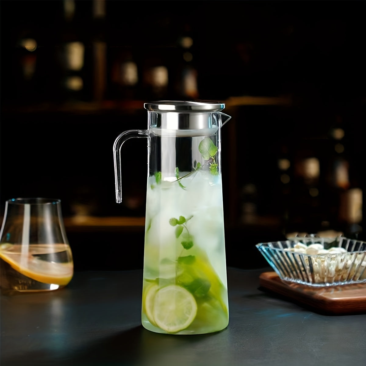 Carafe en Verre avec Couvercle – Idéale pour Jus, Bubble Tea et Boissons Rafraîchissantes d’Été