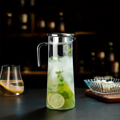 Carafe en Verre avec Couvercle – Idéale pour Jus, Bubble Tea et Boissons Rafraîchissantes d’Été
