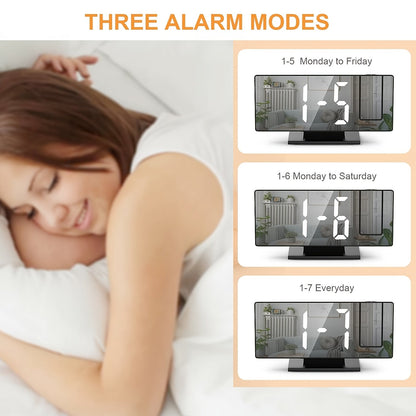 Réveil projecteur LED avec projection réglable à 180° – Affichage clair et fonction snooze pour chambre ou bureau