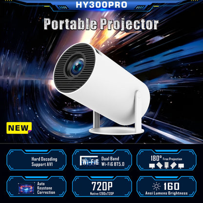 Mini Projecteur Intelligent - Projecteur Portable Rotatif à 180° pour Films en Plein Air et Streaming